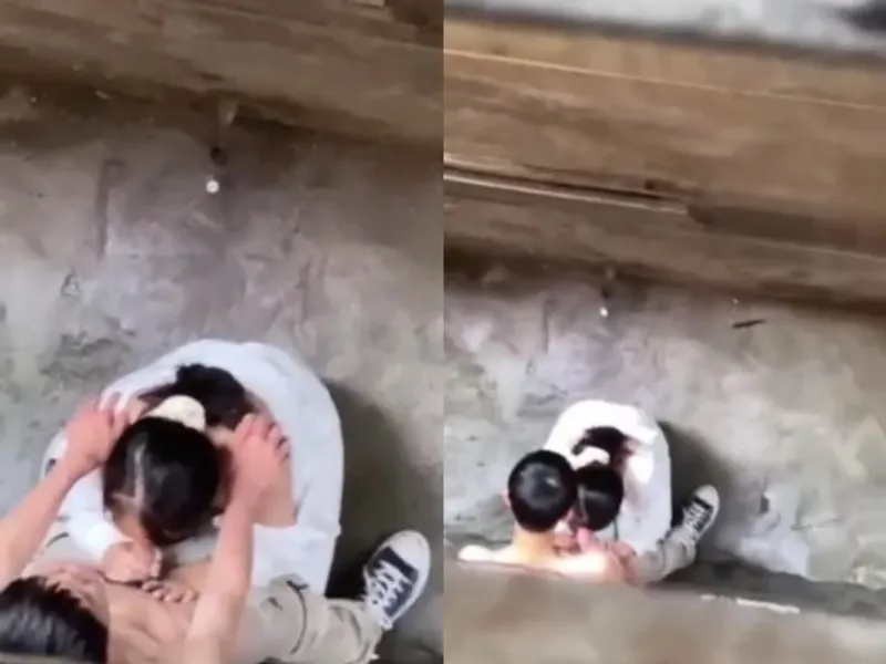 Quay lén em học sinh bú cò người yêu ở khe nhà